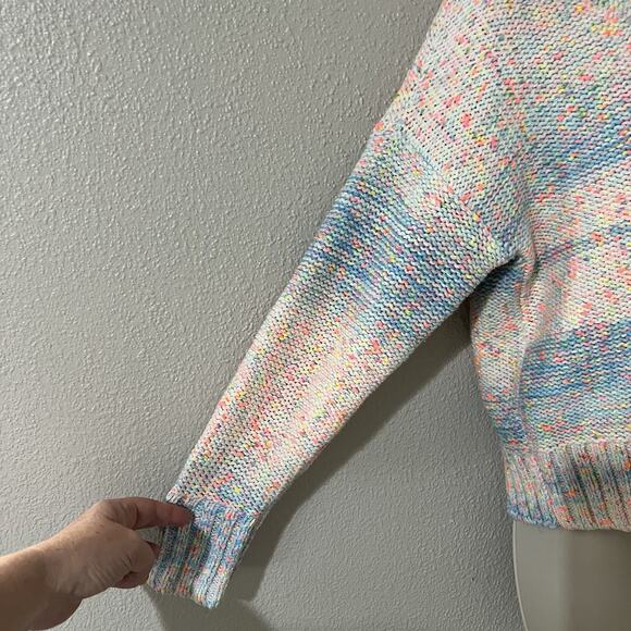 Anthropologie Palm Tree Boat Neck Oversized Women's Sweater Knit Blue Sz XSP - Picture 4 of 8